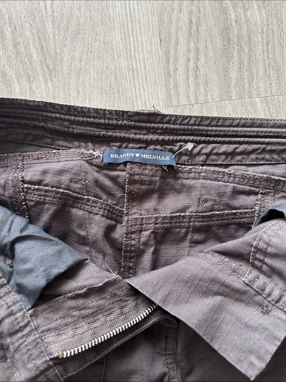 Brandy Melville dark brown ripstop utility pants